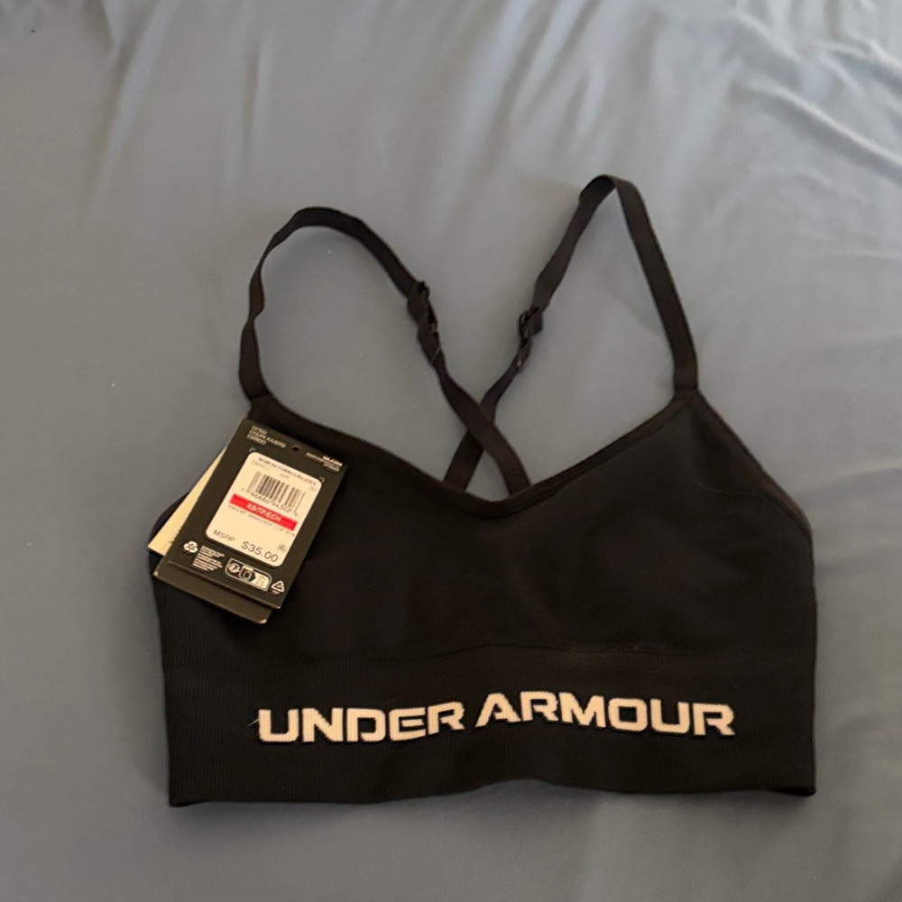 Under Armour Black Sports Bra with White Logo
